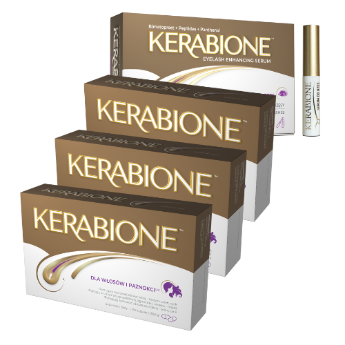 3 x Kerabione kaps + serum do rzęs - 3 x tabletki na włosy + serum do rzęs - 3 x 60 kapsułek + 5 ml