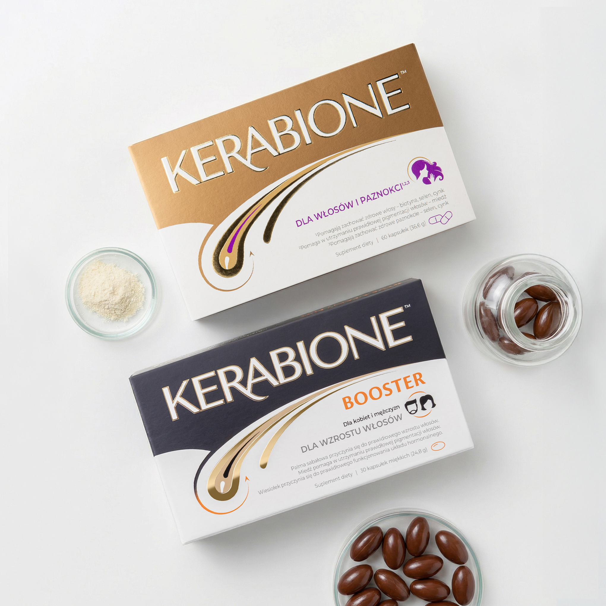 Kerabione + Kerabione Booster - kapsułki na włosy - 60 kapsułek + 30 kapsułek