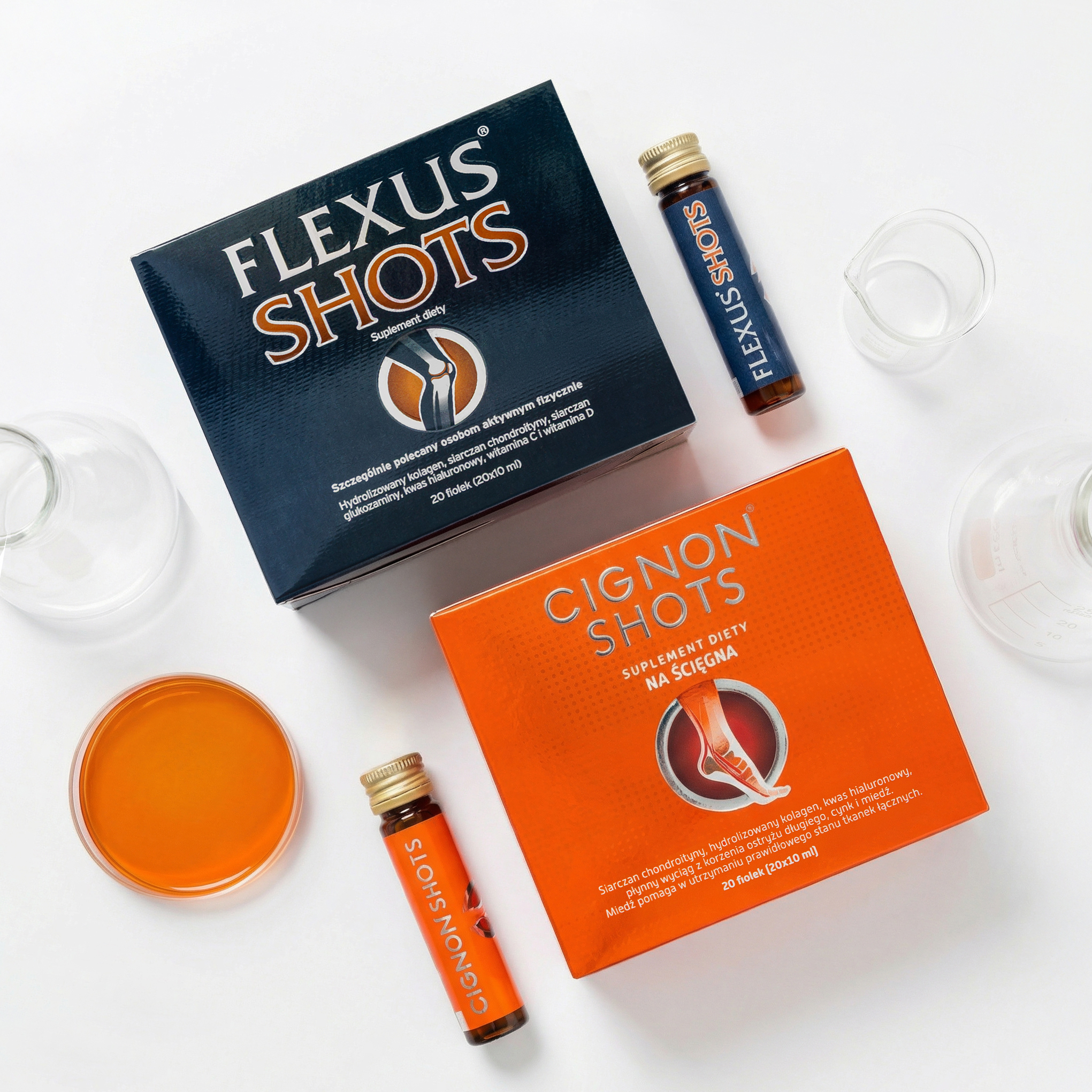 Zestaw Flexus Shots + Cignon Shots  - kolagen na stawy i  ścięgna