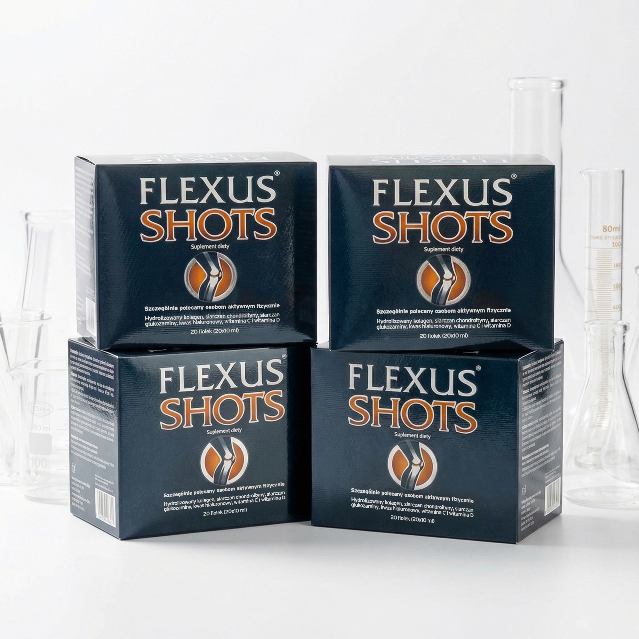 4 x Flexus Shots - kolagen na stawy - 4 x 20 fiolek x 10 ml