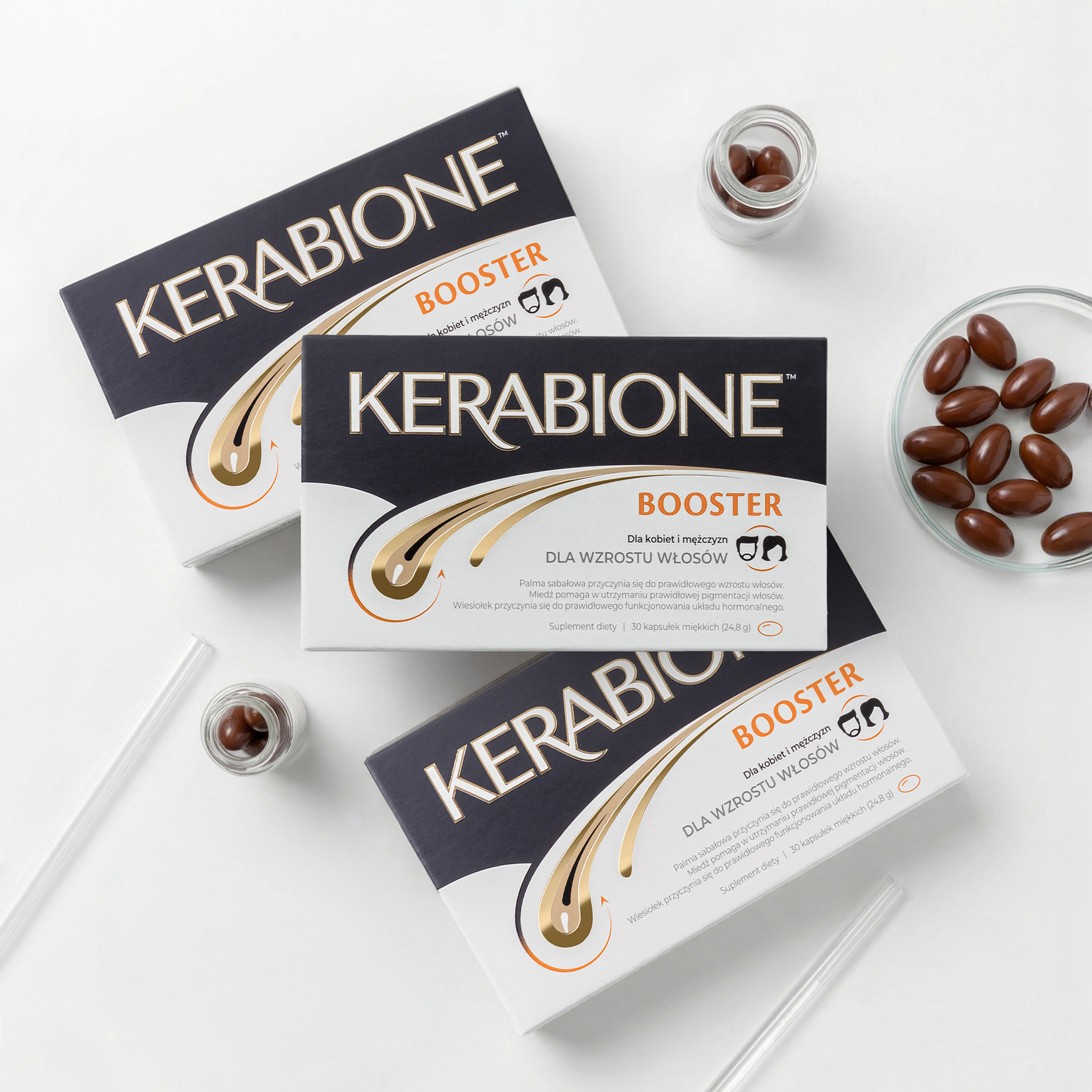 3 x Kerabione Booster - 3 miesiące dla włosów - 3 x 30 kapsułek